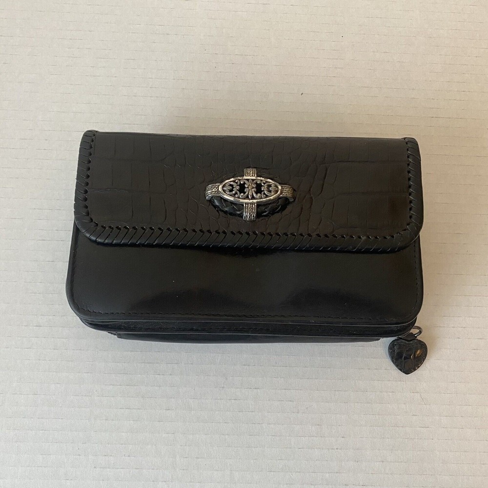 Vintage‎ Brighton Large Black Leather Wallet Lots Of Compartments